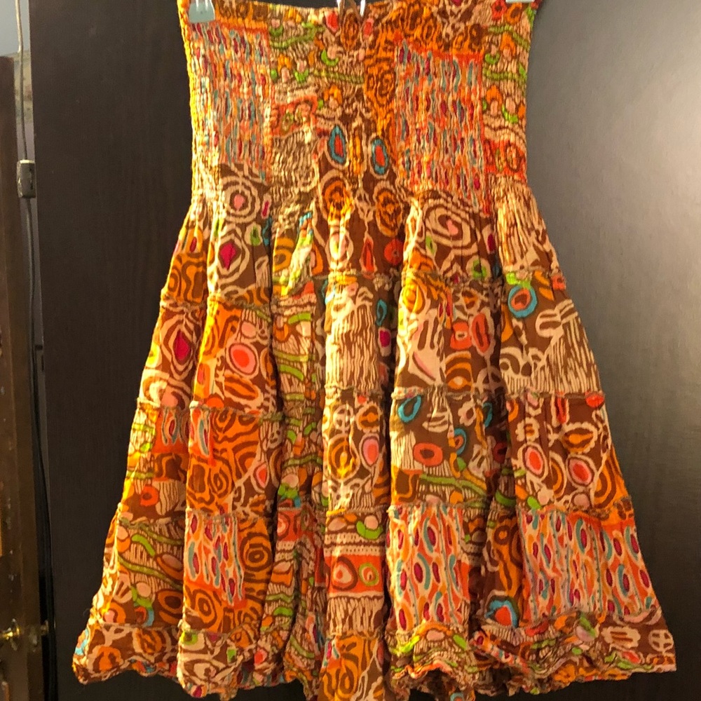 Fun patterned skirt/strapless dress. One size